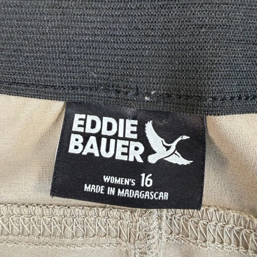 Eddie Bauer Horizon Straight Ankle Pant Womens 16 Tan Khaki Hiking Outdoor